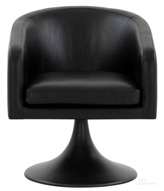 The appearance of Gonzalez Pedastal Chair In Black designed by Safavieh Couture in the modern / contemporary interior design. This black piece of furniture  was selected by 1StopBedrooms from Gonzalez Collection to add a touch of cosiness and style into your home. Sku: SFV4775B. Material: Wood. Product Type: Accent Chair. Image1