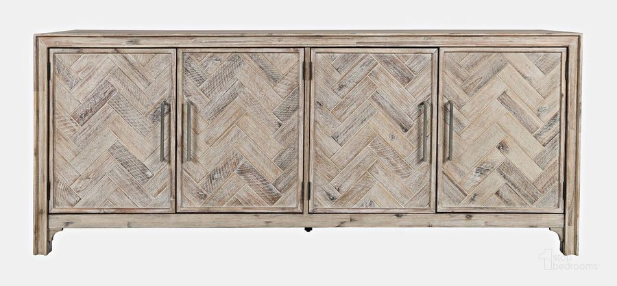 The appearance of Gramercy Chevron Four Door 79 Inch Accent Cabinet In Grey Wash designed by Jofran in the modern / contemporary interior design. This washed grey piece of furniture  was selected by 1StopBedrooms from Gramercy Collection to add a touch of cosiness and style into your home. Sku: 2156-79. Product Type: Sideboard. Material: MDF. Image1