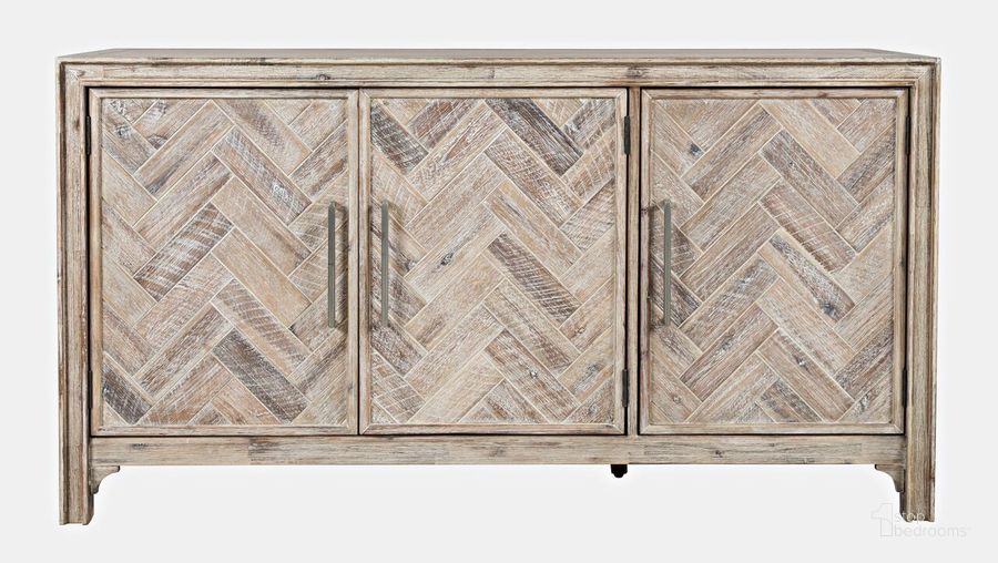 The appearance of Gramercy Chevron Three Door 60 Inch Accent Cabinet In Grey Wash designed by Jofran in the modern / contemporary interior design. This washed grey piece of furniture  was selected by 1StopBedrooms from Gramercy Collection to add a touch of cosiness and style into your home. Sku: 2156-60. Product Type: Sideboard. Material: MDF. Image1