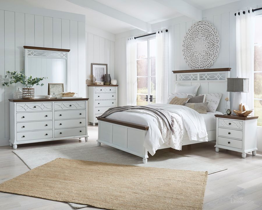 The appearance of Granada Oak And Vanilla Panel Bedroom Set designed by Progressive Furniture in the transitional interior design. This white and brown piece of furniture  was selected by 1StopBedrooms from Granada Collection to add a touch of cosiness and style into your home. Sku: B123-34;B123-35;B123-43. Product Type: Bedroom Set. Bed Size: Queen. Material: Rubberwood. Image1