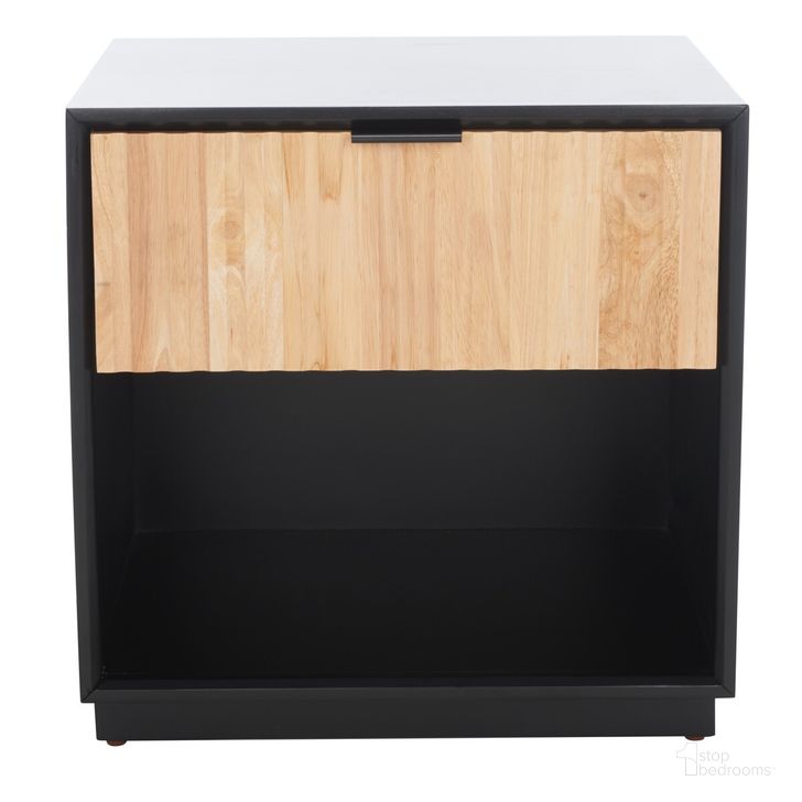 The appearance of Grayden I 1 Drawer Nightstand in Black designed by Safavieh in the modern / contemporary interior design. This black piece of furniture  was selected by 1StopBedrooms from Grayden Collection to add a touch of cosiness and style into your home. Sku: NST9203B. Material: Wood. Product Type: Nightstand. Image1