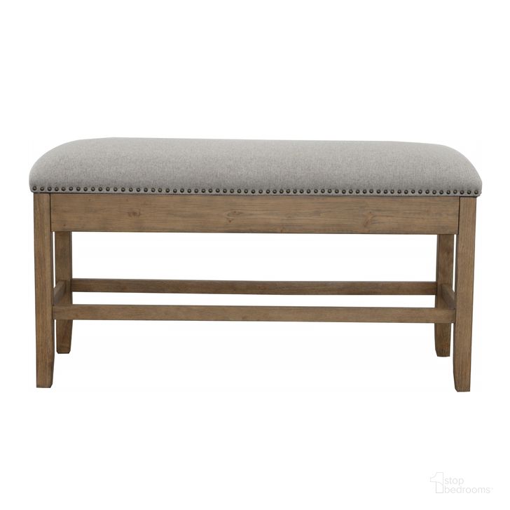 The appearance of Grayson 24 Inch Storage Counter Bench with Nailhead Trim In Brown designed by Steve Silver in the transitional interior design. This brown piece of furniture  was selected by 1StopBedrooms from Grayson Collection to add a touch of cosiness and style into your home. Sku: GS600CBG. Material: MDF. Product Type: Dining Bench. Image1
