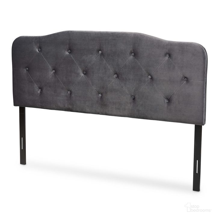 The appearance of Gregory Velvet Fabric Upholstered King Headboard In Grey and Dark Brown designed by Baxton Studio in the modern / contemporary interior design. This grey and dark brown piece of furniture  was selected by 1StopBedrooms from Gregory Collection to add a touch of cosiness and style into your home. Sku: Gregory-Grey Velvet-HB-King. Product Type: Headboard. Bed Size: King. Material: MDF. Image1