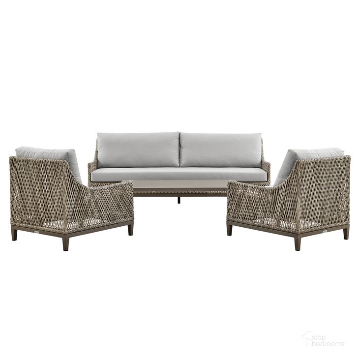 The appearance of Grenada 4 Piece Outdoor Conversation Set In Gray designed by Armen Living in the modern / contemporary interior design. This gray piece of furniture  was selected by 1StopBedrooms from Grenada Collection to add a touch of cosiness and style into your home. Sku: SETODGDGRBX1;SETODGDGRBX2;SETODGDGRBX3;SETODGDGRBX4. Material: Aluminum. Product Type: Outdoor Conversation Set. Image1
