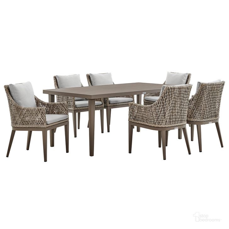The appearance of Grenada 7 Piece Outdoor Dining Set In Gray designed by Armen Living in the modern / contemporary interior design. This gray piece of furniture  was selected by 1StopBedrooms from Grenada Collection to add a touch of cosiness and style into your home. Sku: LCGDDIGR;LCGDCHGR;LCGDCHGR;LCGDCHGR. Material: Aluminum. Product Type: Outdoor Dining Set. Image1