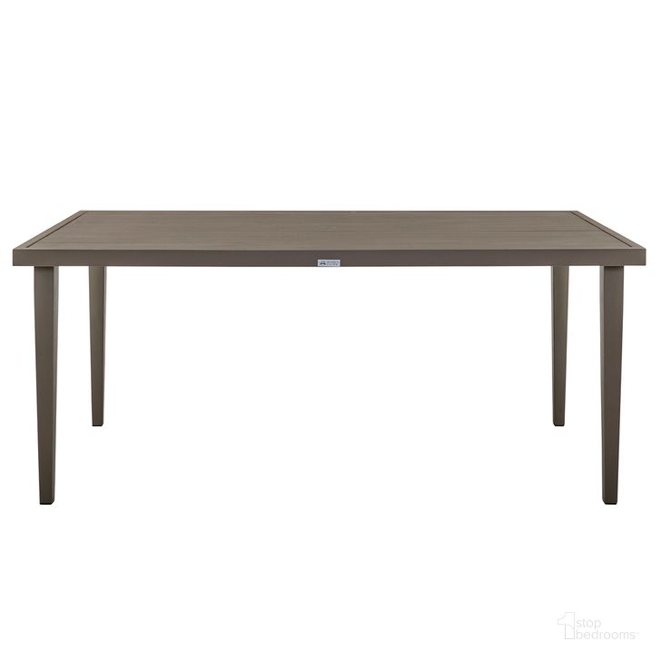The appearance of Grenada Outdoor Rectangle Dining Table In Gray designed by Armen Living in the modern / contemporary interior design. This gray piece of furniture  was selected by 1StopBedrooms from Grenada Collection to add a touch of cosiness and style into your home. Sku: LCGDDIGR. Material: Aluminum. Product Type: Outdoor Dining Table. Size: 71". Image1