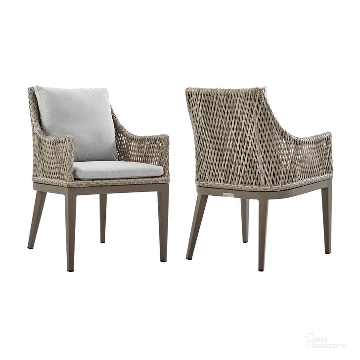 The appearance of Grenada Outdoor Dining Chair Set of 2 In Beige designed by Armen Living in the modern / contemporary interior design. This beige piece of furniture  was selected by 1StopBedrooms from Grenada Collection to add a touch of cosiness and style into your home. Sku: LCGDCHGR. Material: Aluminum. Product Type: Outdoor Dining Chair. Image1