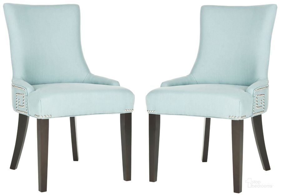The appearance of Gretchen Light Blue and Espresso 20 Inch Side Chair Set of 2 designed by Safavieh in the transitional interior design. This light blue piece of furniture  was selected by 1StopBedrooms from Gretchen Collection to add a touch of cosiness and style into your home. Sku: MCR4718B-SET2. Product Type: Dining Chair. Material: Stainless Steel. Image1