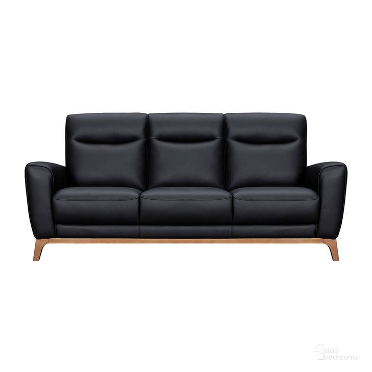 The appearance of Greyson 83 Inch Leather Sofa In Black designed by Armen Living in the modern / contemporary interior design. This black piece of furniture  was selected by 1StopBedrooms from Greyson Collection to add a touch of cosiness and style into your home. Sku: LCGY3BLK. Material: Leather. Product Type: Sofa. Image1