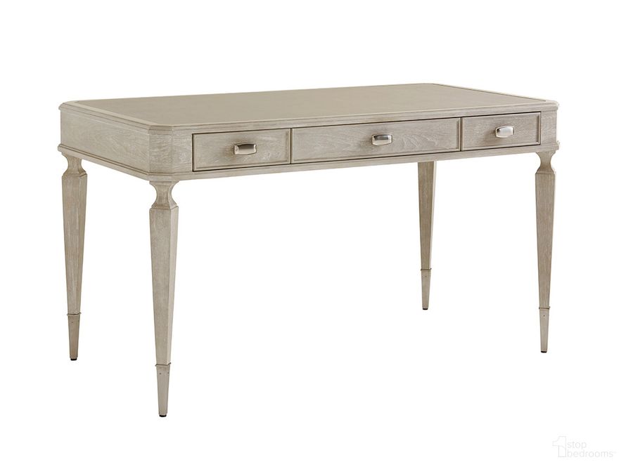The appearance of Greystone Pearl Gray Wire Brushed Chloe Writing Desk designed by Sligh in the transitional interior design. This gray piece of furniture  was selected by 1StopBedrooms from Greystone Collection to add a touch of cosiness and style into your home. Sku: 01-0250-412. Material: Wood. Product Type: Writing Desk. Image1