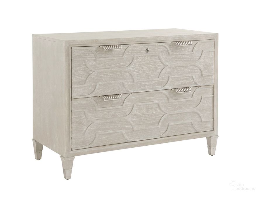 The appearance of Greystone Pearl Gray Wire Brushed Octavia File Chest designed by Sligh in the transitional interior design. This gray piece of furniture  was selected by 1StopBedrooms from Greystone Collection to add a touch of cosiness and style into your home. Sku: 01-0250-450. Material: Wood. Product Type: Filing Cabinets and Storage. Image1