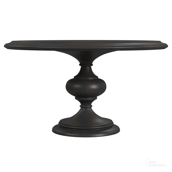 The appearance of Grimes 54 Inch Round Wood Dining Table In Black designed by Bassett Mirror Company in the modern / contemporary interior design. This black piece of furniture  was selected by 1StopBedrooms from Grimes Collection to add a touch of cosiness and style into your home. Sku: 2971-700EC;2971-467EC. Table Base Style: Pedestal. Table Top Shape: Round. Product Type: Dining Table. Material: Rubberwood. Image1