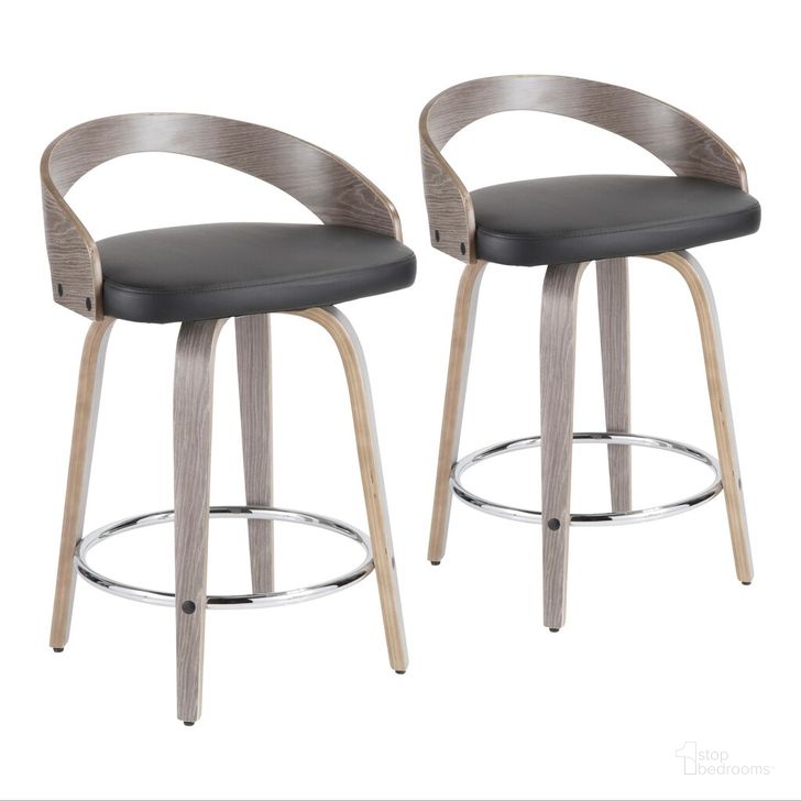 The appearance of Grotto 25 Inch Fixed Height Counter Stool Set of 2 In Chrome designed by Lumisource in the transitional interior design. This chrome piece of furniture  was selected by 1StopBedrooms from Grotto Collection to add a touch of cosiness and style into your home. Sku: B24-GROTTO2-SWVR LGYBK2. Material: Wood. Product Type: Barstool. Image1