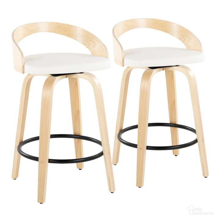 The appearance of Grotto 26 Inch Fixed Height Counter Stool Set of 2 In White designed by Lumisource in the transitional interior design. This white piece of furniture  was selected by 1StopBedrooms from Grotto Collection to add a touch of cosiness and style into your home. Sku: B26-GROTTOPU-GRTZQ2 NANAW2. Material: Wood. Product Type: Barstool. Image1