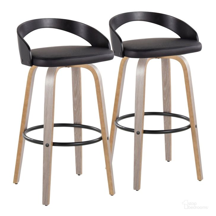 The appearance of Grotto 30 Inch Fixed Height Barstool Set of 2 In Light Grey designed by Lumisource in the modern / contemporary interior design. This light grey piece of furniture  was selected by 1StopBedrooms from Grotto Collection to add a touch of cosiness and style into your home. Sku: B30-GROTTOPU-GRTZQ2 LGYBKBK2. Material: Wood. Product Type: Barstool. Image1