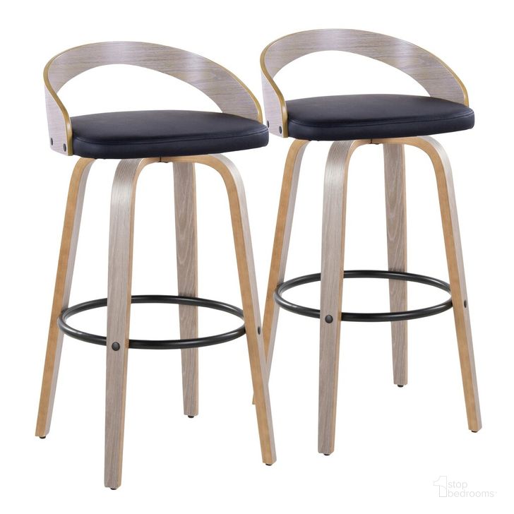 The appearance of Grotto 30 Inch Fixed Height Barstool Set of 2 In Light Grey designed by Lumisource in the modern / contemporary interior design. This light grey piece of furniture  was selected by 1StopBedrooms from Grotto Collection to add a touch of cosiness and style into your home. Sku: B30-GROTTOPU-GRTZQ2 LGYLGYBK2. Material: Wood. Product Type: Barstool. Image1
