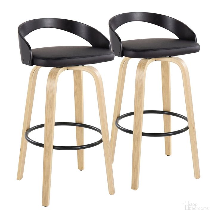 The appearance of Grotto 30 Inch Fixed Height Barstool Set of 2 In Natural designed by Lumisource in the modern / contemporary interior design. This natural piece of furniture  was selected by 1StopBedrooms from Grotto Collection to add a touch of cosiness and style into your home. Sku: B30-GROTTOPU-GRTZQ2 NABKBK2. Material: Wood. Product Type: Barstool. Image1