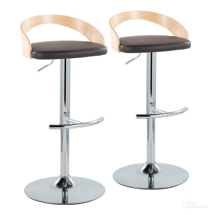 The appearance of Grotto Adjustable Barstool Set of 2 In Chrome designed by Lumisource in the modern / contemporary interior design. This chrome piece of furniture  was selected by 1StopBedrooms from Grotto Collection to add a touch of cosiness and style into your home. Sku: BS-GROTTOPU-RT2 CHRNABN2. Material: Wood. Product Type: Barstool. Image1
