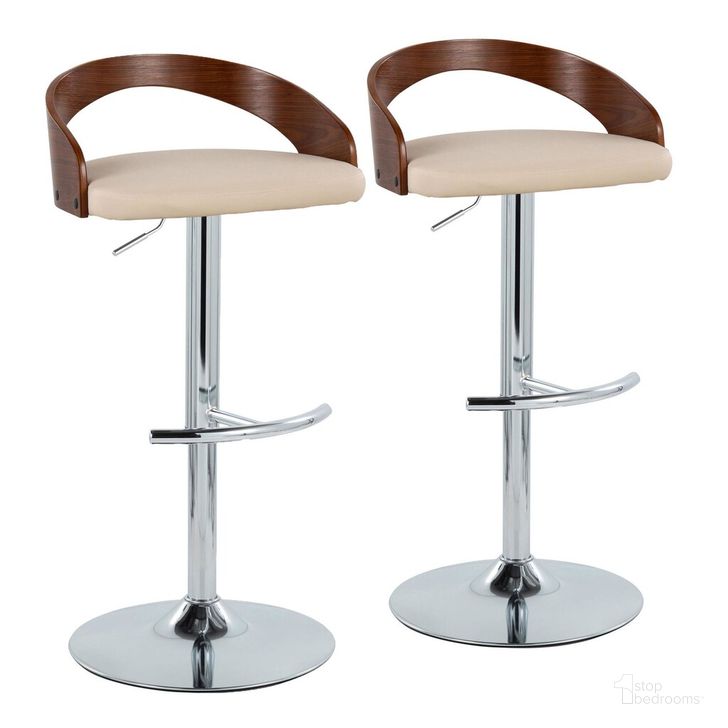 The appearance of Grotto Adjustable Barstool Set of 2 In Chrome designed by Lumisource in the modern / contemporary interior design. This chrome piece of furniture  was selected by 1StopBedrooms from Grotto Collection to add a touch of cosiness and style into your home. Sku: BS-GROTTOPU-RT2 CHRWLCR2. Material: Wood. Product Type: Barstool. Image1