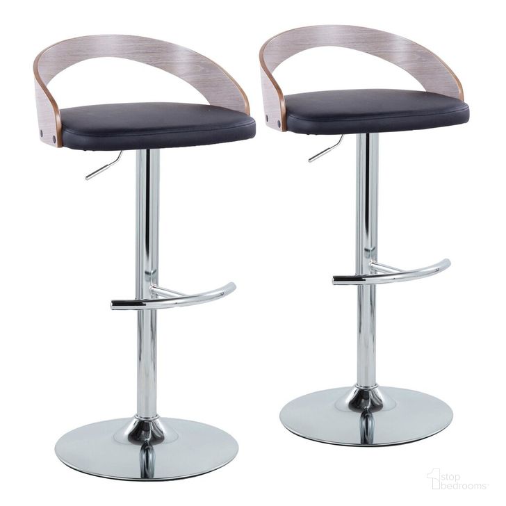 The appearance of Grotto Adjustable Barstool Set of 2 In Light Grey designed by Lumisource in the modern / contemporary interior design. This light grey piece of furniture  was selected by 1StopBedrooms from Grotto Collection to add a touch of cosiness and style into your home. Sku: BS-GROTTOPU-RT2 CHRLGYBK2. Material: Wood. Product Type: Barstool. Image1