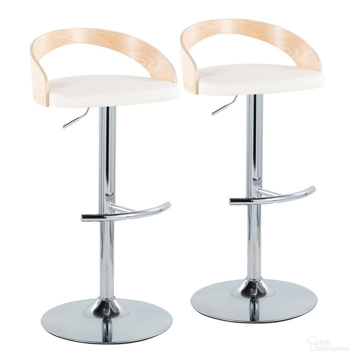The appearance of Grotto Adjustable Barstool Set of 2 In Natural designed by Lumisource in the modern / contemporary interior design. This natural piece of furniture  was selected by 1StopBedrooms from Grotto Collection to add a touch of cosiness and style into your home. Sku: BS-GROTTOPU-RT2 CHRNAW2. Material: Wood. Product Type: Barstool. Image1