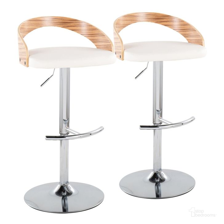 The appearance of Grotto Adjustable Barstool Set of 2 In Zebra designed by Lumisource in the modern / contemporary interior design. This zebra piece of furniture  was selected by 1StopBedrooms from Grotto Collection to add a touch of cosiness and style into your home. Sku: BS-GROTTOPU-RT2 CHRZBW2. Material: Wood. Product Type: Barstool. Image1
