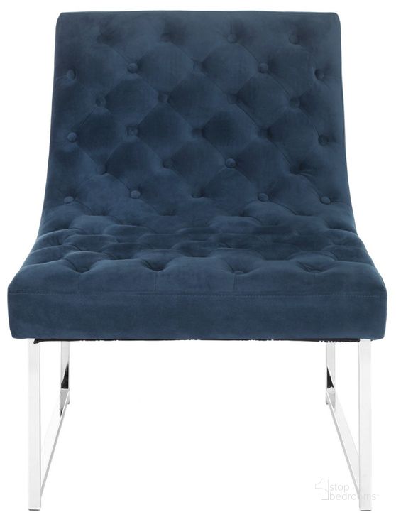 The appearance of Hadley Navy Velvet Tufted Accent Chair designed by Safavieh in the modern / contemporary interior design. This navy velvet piece of furniture  was selected by 1StopBedrooms from Hadley Collection to add a touch of cosiness and style into your home. Sku: FOX6283B. Product Type: Accent Chair. Material: Iron. Image1