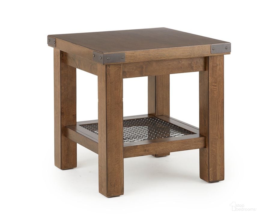 The appearance of Hailee Industrial End Table designed by Steve Silver in the industrial interior design. This brown piece of furniture  was selected by 1StopBedrooms from Hailee Collection to add a touch of cosiness and style into your home. Sku: HA150E. Material: Wood. Product Type: End Table. Image1