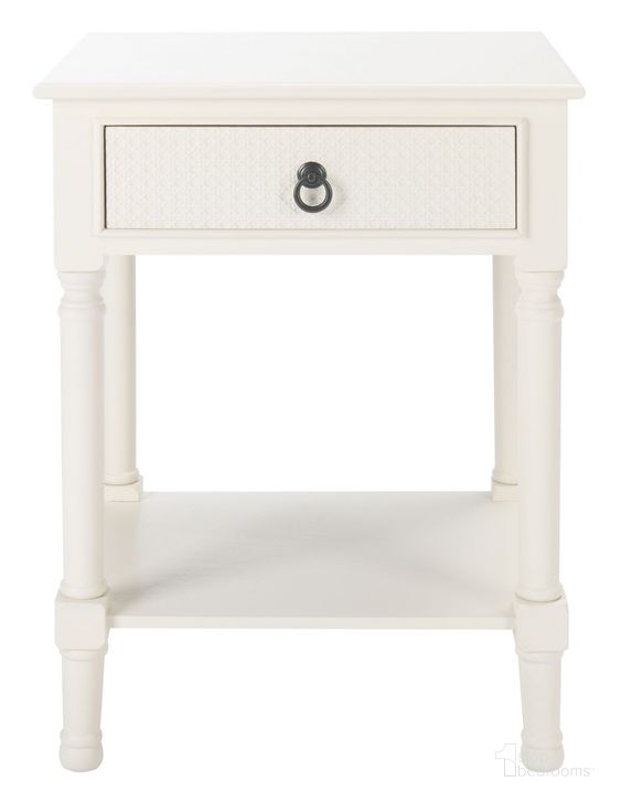 The appearance of Haines 1 Drawer Accent Table in White designed by Safavieh in the traditional interior design. This white piece of furniture  was selected by 1StopBedrooms from Haines Collection to add a touch of cosiness and style into your home. Sku: ACC5720D. Material: Wood. Product Type: Accent Table. Image1