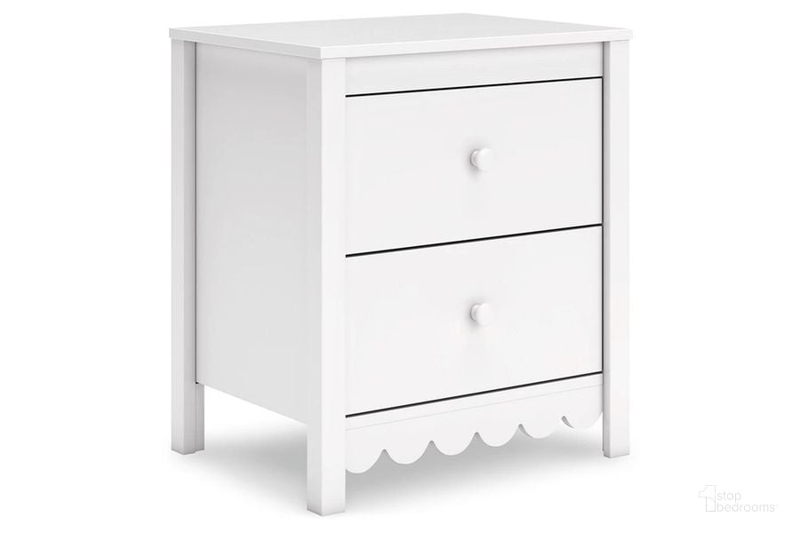 The appearance of Hallityn Nightstand In White designed by Signature Design by Ashley in the transitional interior design. This white piece of furniture  was selected by 1StopBedrooms from Hallityn Collection to add a touch of cosiness and style into your home. Sku: EB1810-292. Product Type: Nightstand. Image1