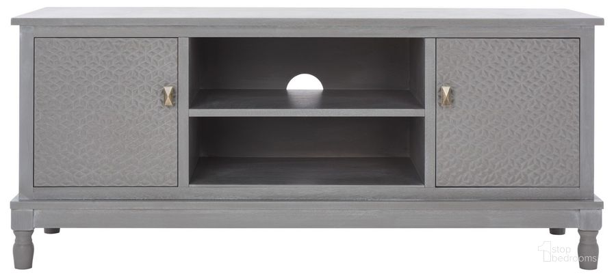 The appearance of Halton 2 Door 1 Shelf Media Stand in White Wash designed by Safavieh in the modern / contemporary interior design. This white wash piece of furniture  was selected by 1StopBedrooms from Halton Collection to add a touch of cosiness and style into your home. Sku: MED5706D. Material: Wood. Product Type: Media Unit. Image1
