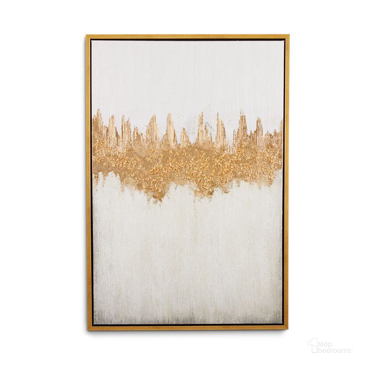 The appearance of Hand Painted Canvas Framed In Gold Wave On Beige designed by Uptown Club in the modern / contemporary interior design. This gold beige piece of furniture  was selected by 1StopBedrooms from Hand Painted Collection to add a touch of cosiness and style into your home. Sku: XC-2212. Product Type: Wall Art. Material: Canvas. Image1