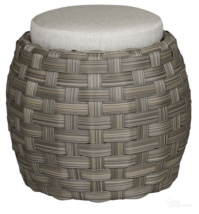 The appearance of Hanley Outdoor Stool In Gray and Tan designed by Vanguard Furniture in the  interior design. This gray/tan piece of furniture  was selected by 1StopBedrooms from Hanley Collection to add a touch of cosiness and style into your home. Sku: OW101-ST_155132. Material: Weave. Product Type: Outdoor Ottoman. Image1