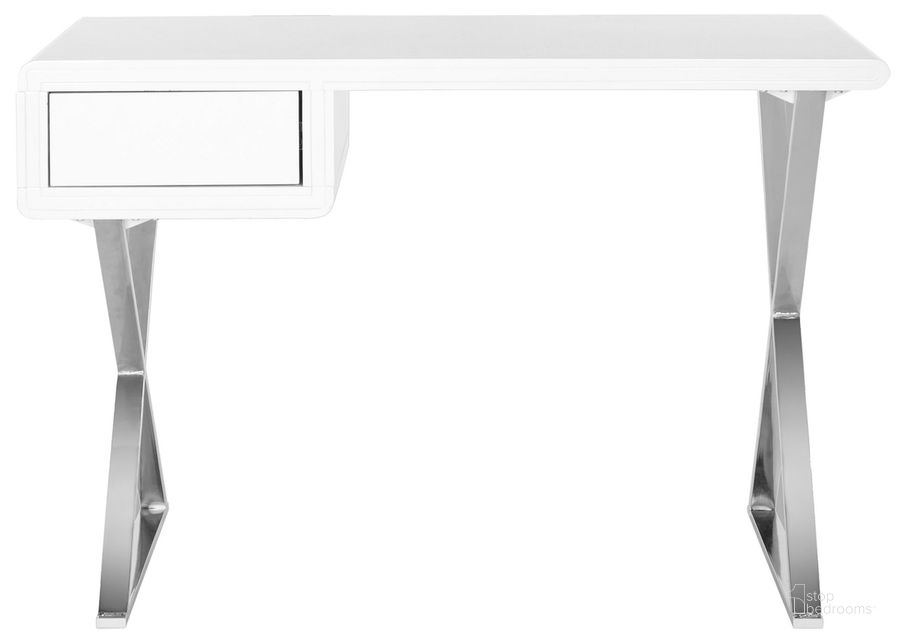 The appearance of Hanover White and Chrome Desk designed by Safavieh in the modern / contemporary interior design. This white and chrome piece of furniture  was selected by 1StopBedrooms from Safavieh FOX Collection to add a touch of cosiness and style into your home. Sku: FOX2207A. Product Type: Desk. Material: Iron. Image1