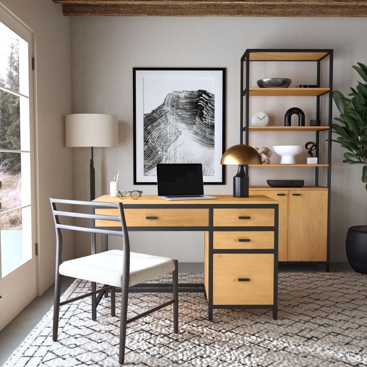The appearance of Hans Natural Rustic Home Office Set designed by Butler Specialty Company in the industrial interior design. This black and brown piece of furniture  was selected by 1StopBedrooms from Hans Collection to add a touch of cosiness and style into your home. Sku: 5552419;5554419. Material: MDF. Product Type: Home Office Set. Image1