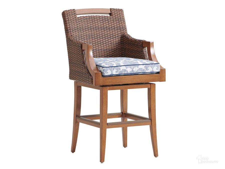 The appearance of Harbor Isle Bar Stool designed by Tommy Bahama in the modern / contemporary interior design. This  piece of furniture  was selected by 1StopBedrooms from Harbor Collection to add a touch of cosiness and style into your home. Sku: 01-3935-16SW-40. Product Type: Barstool. Image1