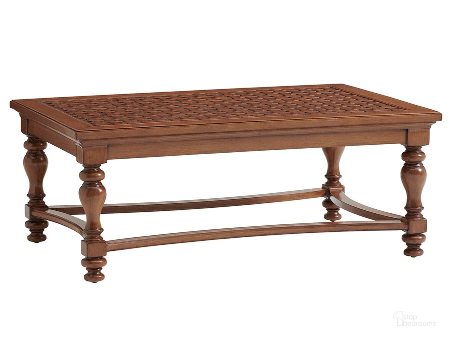 The appearance of Harbor Isle Rectangular Cocktail Table designed by Tommy Bahama in the transitional interior design. This walnut piece of furniture  was selected by 1StopBedrooms from Harbor Collection to add a touch of cosiness and style into your home. Sku: 01-3935-945. Product Type: Cocktail Table. Image1