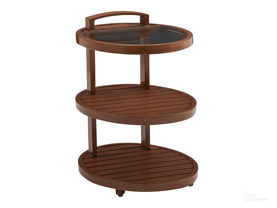 The appearance of Harbor Isle Tiered End Table designed by Tommy Bahama in the transitional interior design. This walnut piece of furniture  was selected by 1StopBedrooms from Harbor Collection to add a touch of cosiness and style into your home. Sku: 01-3935-958. Product Type: End Table. Image1