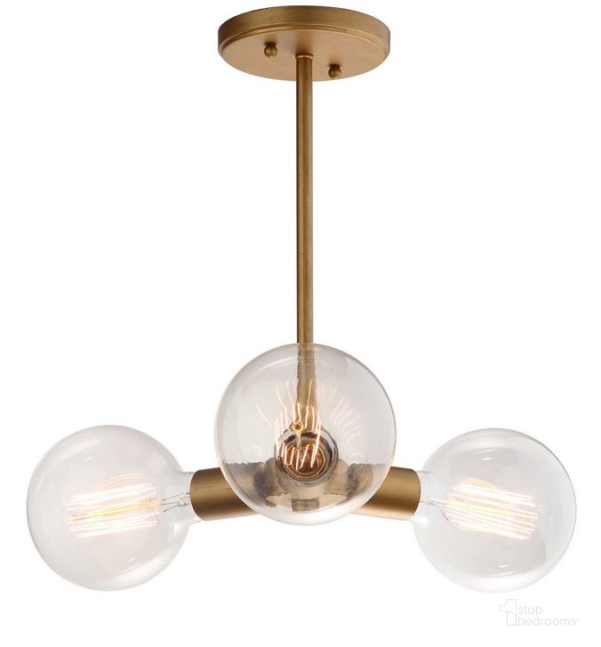 The appearance of Harkin Gold 3 Light 18 Inch Dia Adjustable Pendant designed by Safavieh in the modern / contemporary interior design. This gold piece of furniture  was selected by 1StopBedrooms from Safavieh PND Collection to add a touch of cosiness and style into your home. Sku: PND4011A. Product Type: Pendant Lighting. Image1