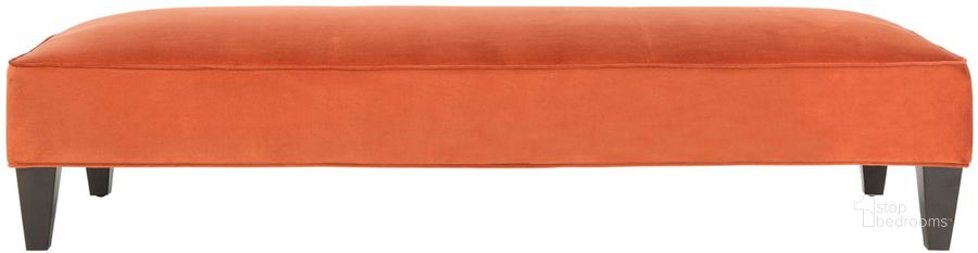 The appearance of Harlow Pumpkin Orange Lounging Bench designed by Safavieh in the transitional interior design. This pumpkin piece of furniture  was selected by 1StopBedrooms from Harlow Collection to add a touch of cosiness and style into your home. Sku: MCR4669A. Material: Wood. Product Type: Bench. Image1