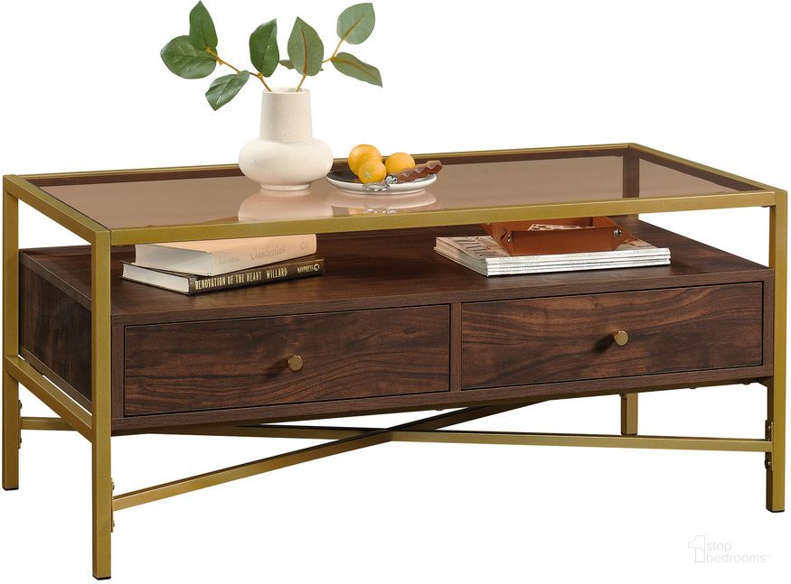 The appearance of Harper Heights Coffee Table In Rich Walnut designed by Sauder in the modern / contemporary interior design. This rich walnut piece of furniture  was selected by 1StopBedrooms from Harper Heights Collection to add a touch of cosiness and style into your home. Sku: 426449. Product Type: Coffee Table. Material: Engineered Wood. Image1
