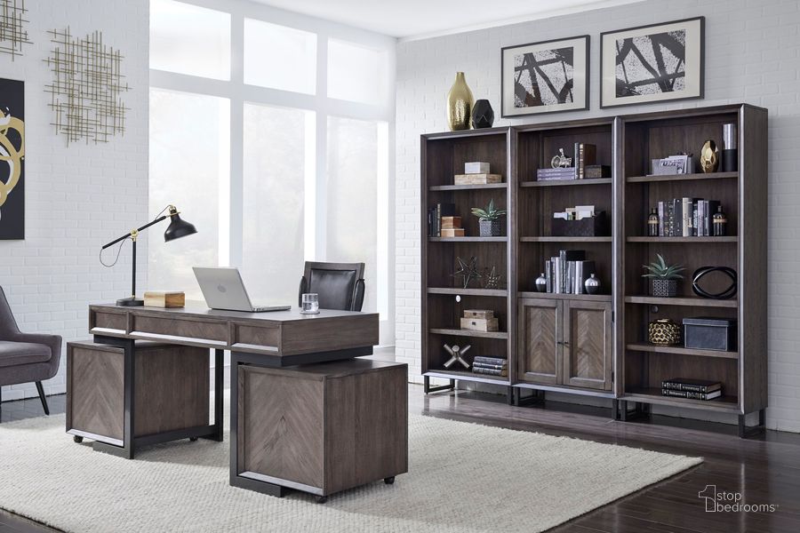 The appearance of Harper Point Fossil 60 Inch Home Office Set designed by Aspenhome in the modern / contemporary interior design. This gray piece of furniture  was selected by 1StopBedrooms from Harper Point Collection to add a touch of cosiness and style into your home. Sku: IHP-360WD-FSL;IHP-366-FSL. Material: Metal. Product Type: Home Office Set. Image1