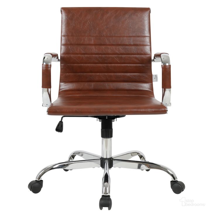 The appearance of Harris Adjustable Office Executive Swivel Chair In Dark Brown designed by LeisureMod in the modern / contemporary interior design. This dark brown piece of furniture  was selected by 1StopBedrooms from Harris Collection to add a touch of cosiness and style into your home. Sku: HO19DBRL. Product Type: Office Chair. Material: PU. Image1