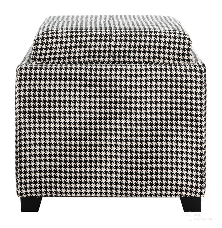 The appearance of Harrison Black and White Single Tray Ottoman designed by Safavieh in the modern / contemporary interior design. This black and white piece of furniture  was selected by 1StopBedrooms from Harrison Collection to add a touch of cosiness and style into your home. Sku: HUD8233J. Material: Wood. Product Type: Ottoman. Image1