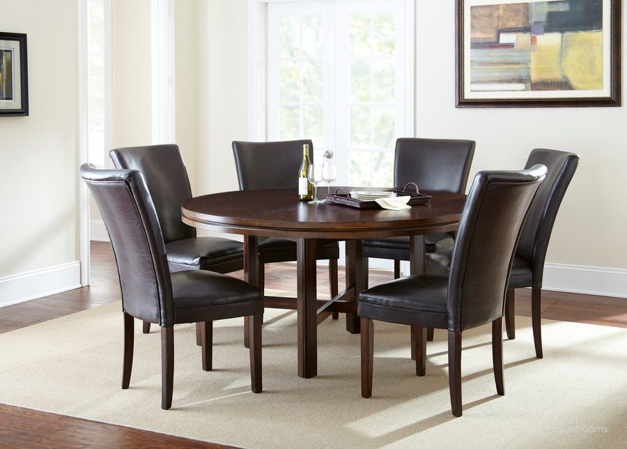 The appearance of Hartford 7PC 72 Inch Dining Room Set In Brown designed by Steve Silver in the  interior design. This brown piece of furniture  was selected by 1StopBedrooms from Hartford Collection to add a touch of cosiness and style into your home. Sku: HF500BR;HF500BR;HF500BR;HF7272T. Product Type: Dining Room Set. Material: MDF. Image1