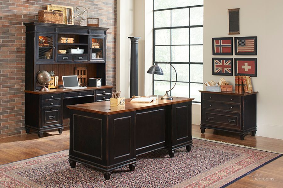 The appearance of Hartford Home Office Set In Black designed by Martin Furniture in the traditional interior design. This black piece of furniture  was selected by 1StopBedrooms from Hartford Collection to add a touch of cosiness and style into your home. Sku: IMHF680;IMHF450. Material: Wood. Product Type: Home Office Set. Image1