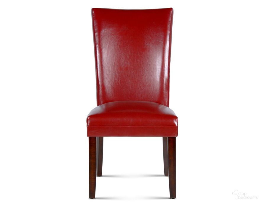 The appearance of Hartford Red Parsons Chair Set of 2 designed by Steve Silver in the transitional interior design. This red piece of furniture  was selected by 1StopBedrooms from Hartford Collection to add a touch of cosiness and style into your home. Sku: HF500RD. Material: Wood. Product Type: Dining Chair. Image1