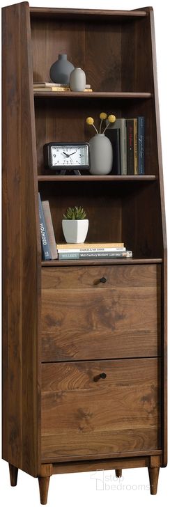 The appearance of Harvey Park Narrow Bookcase In Grand Walnut designed by Sauder in the modern / contemporary interior design. This grand walnut piece of furniture  was selected by 1StopBedrooms from Harvey Park Collection to add a touch of cosiness and style into your home. Sku: 420283. Product Type: Bookcase. Material: Engineered Wood. Image1