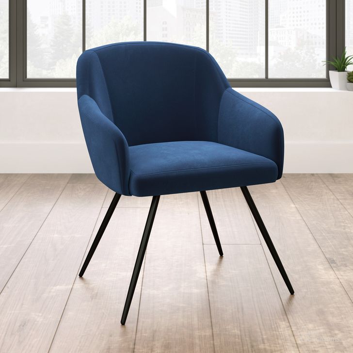 The appearance of Harvey Park Occasional Chair In Dark Blue designed by Sauder in the transitional interior design. This dark blue piece of furniture  was selected by 1StopBedrooms from Harvey Park Collection to add a touch of cosiness and style into your home. Sku: 427117. Product Type: Chair. Material: Engineered Wood. Image1