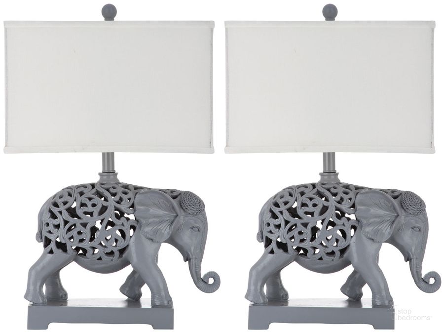 The appearance of Hathi Light Gray 25.5 Inch Sculpture Table Lamp Set of 2 designed by Safavieh in the modern / contemporary interior design. This light grey piece of furniture  was selected by 1StopBedrooms from Safavieh LIT Collection to add a touch of cosiness and style into your home. Sku: LIT4315A-SET2. Product Type: Table Lamp. Image1